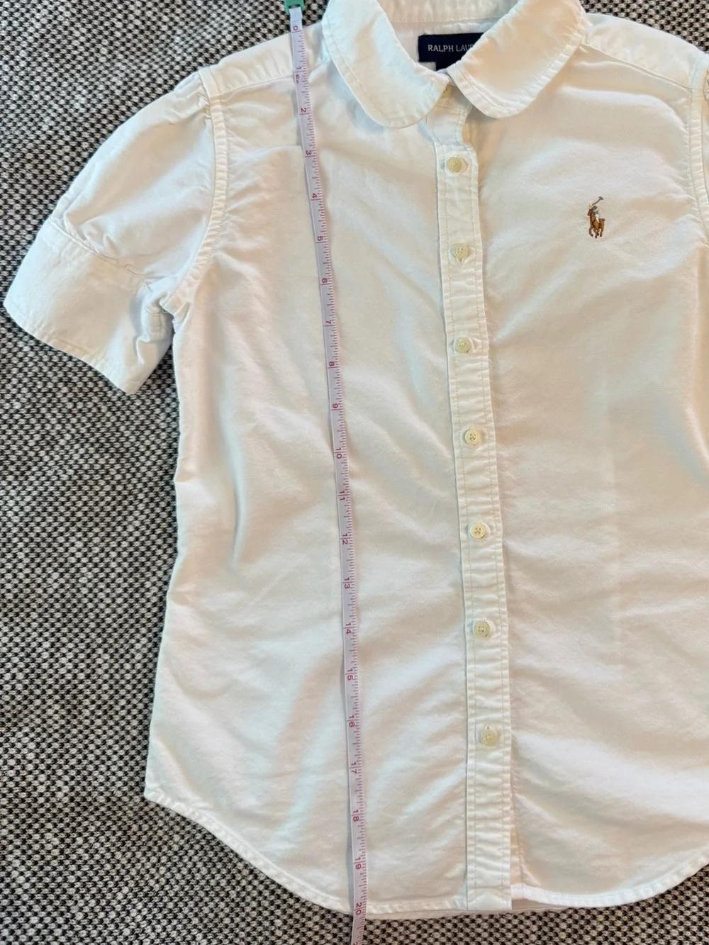 Ralph Lauren Girls' White Short-Sleeve Button-Down Shirt